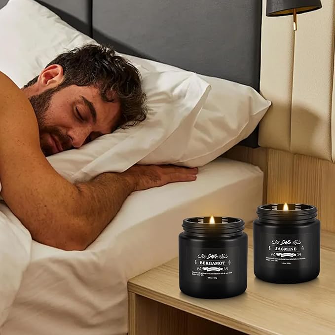 Scented Candle Set 12 Pack,Black, Candle for Home Scented, Odor Eliminating, Stress Relief, Long Lasting Soy Wax Gift Set