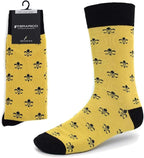 boxed-gifts Men's Mardi Gras Socks Fleur de Lis Patterned Premium Cotton Dress Casual Crew Socks for Men