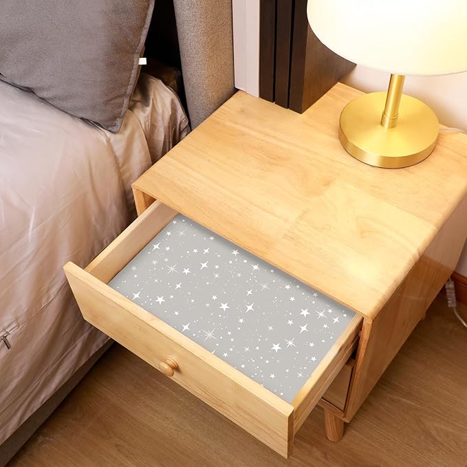 Thenshop 30 Sheets Fragrant Drawer Liners for Dresser, Talcum Powder Scented Paper Liner 19.5 x 14 Inches Star Pattern Non Adhesive Drawer Paper Liner for Home Shelf Closet Cabinet