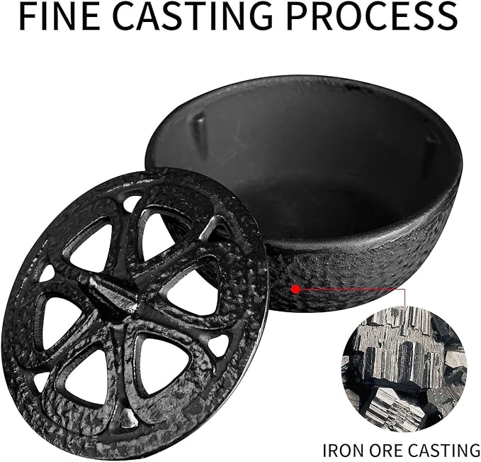 Cast Iron Incense Burner - 4 in 1Incense Holder Burner Set, Three-Legged Incense Ash Catcher with Lid for Rituals, Decoration, Etc
