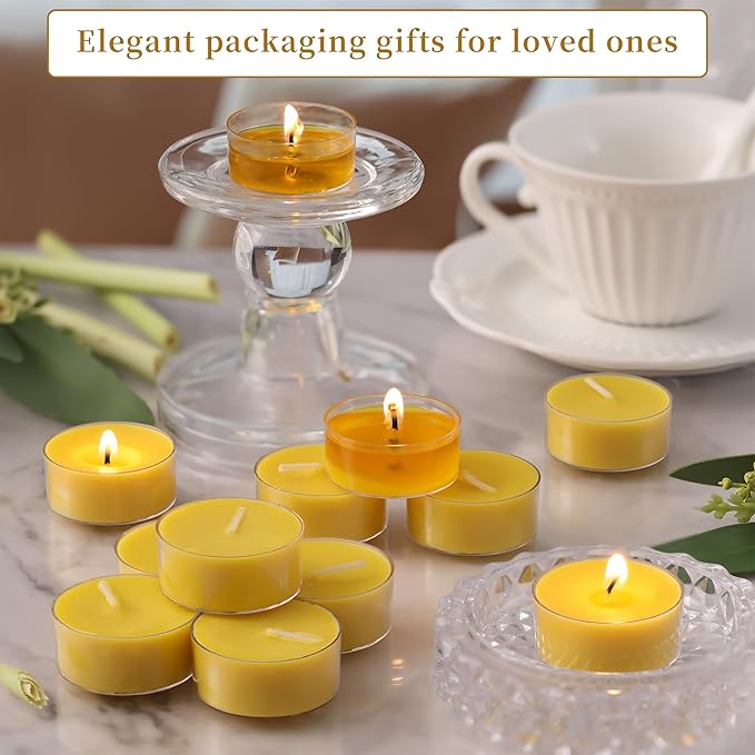Fresh Citronella Highly Scented Tea Lights Candles 96 Pack, 4-5 Hours Natural Palm Tea Candles Bulk for Home Scented, Small Indoor Summer Scented Tealight Votives for Home, Patio Garden Yard