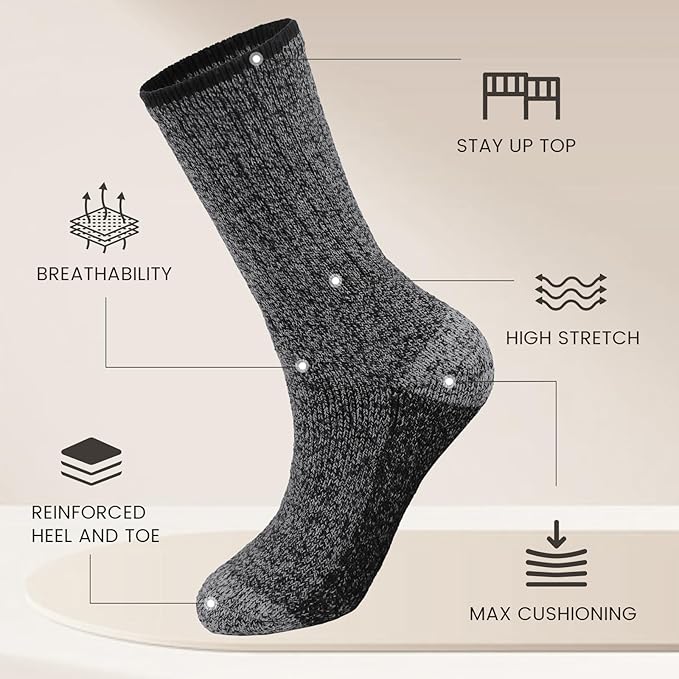 Wool Socks Mens - Extra Thick Winter Warm Merino Thermal Socks for Men