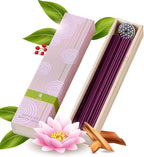 Hasegawa Hyakurakuko Premium Japanese Sandalwood Incense - Long Type, 40 Sticks with Aluminum Holder, 20-30 Min Burn Time, Made in Japan 線香 百楽香 (Lotus)