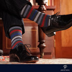 Pierre Henry Over the Calf Socks for Men (3 pairs) | Cotton Over the Calf Dress Socks | Long Socks Designed to Stay up 12+ hr