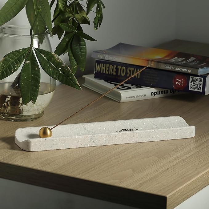 Koville Quarella Engineered Stone Incense Holder, Incense Holders for Sticks, Sturdy Incense Burner Ideal for Meditation and Relaxing, Easy to Clean(Cement Grey)