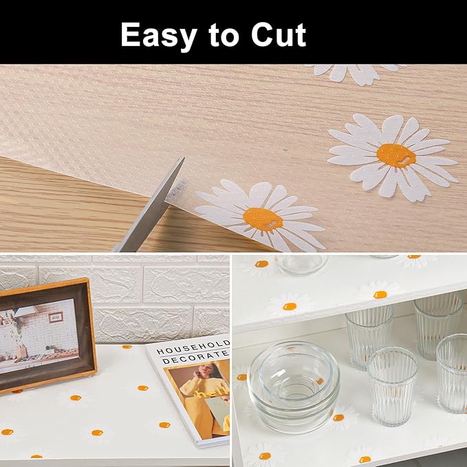 Cooyes Shelf Liner – Premium Non-Adhesive Cabinet & Drawer Liner for Kitchen – Waterproof Shelf Paper with Modern Pattern – Durable EVA Cabinet Mat – Easy to Cut