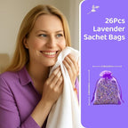26 Pack Lavender Sachet Bags - Home Fragrance Sachets, Natural Lavender Flowers, Dried French Lavenders Perfect for Wardrobe, Drawers, Closet, Storage
