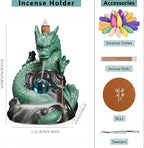 Dragon Waterfall Incense Burner,Backflow Incense Burner with 20 Incense Cones and 30 Incense Sticks，Ceramic Incense Cone Holder Used for Relaxation, Meditation, and Home Decoration (Green)