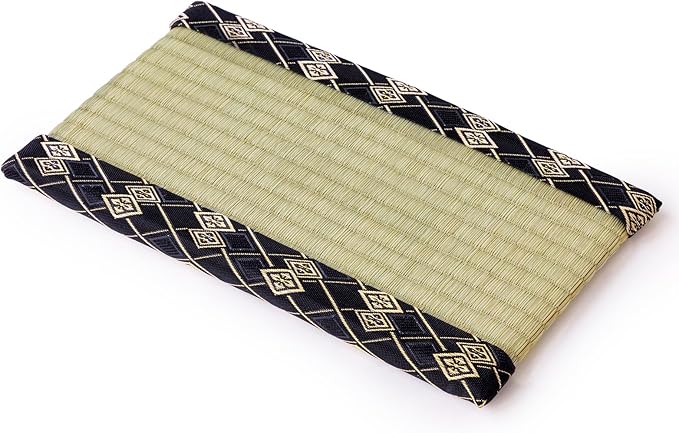 Asayu Mini Tatami mat Made of Real Igusa Rush Grass, Made in Japan, for Bonsai, Doll Stand, Coaster, Incense Holder (Black)