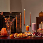 New Burning Formula Unscented Dripless 10-Inch Taper Candles Set of 12 - Burnt Orange, for Wedding, Dinner - Smokeless, Long Burning - Hand Poured, Colored Tall Candlesticks - Naranja Quemado