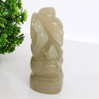 REAL-GEMS Lord Ganesha Figurines Handmade Green Serpentine Gemstone Decorative Statue Modern Home Table Decor Gifts Approximately 1350 Ct.