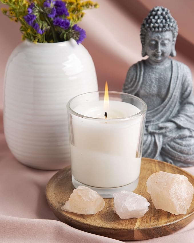 Set of 24 White Votive Candles for Home Décor Weddings Holidays Party and DIY, Unscented Soy Wax Candle Filled in Clear Glass