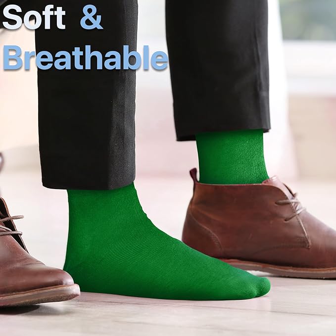 Feraricci Solid Color Casual Dress Socks for Men - Colorful & Comfortable Crew Socks