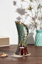 Unique Cloud Stairs Ceramic Waterfall Incense Holder, Paired with a Pack of Backflow Incense Cones. (Fambe Blue)