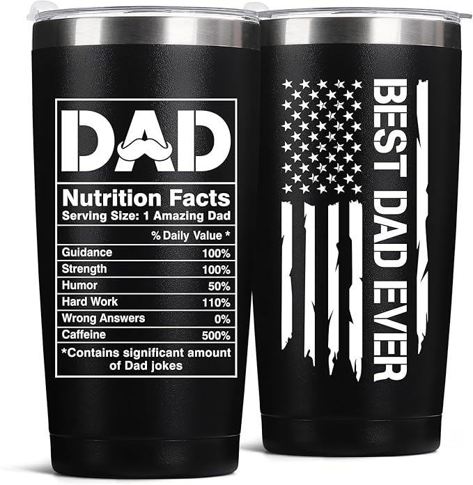 Father's Day Gift for Dad from Daughter, Son, Kids - 20oz Coffee Mug - Best Bonus Dad Birthday Gifts for Father, Husband - Christmas Ideas Drinking Cup Tumbler, Black