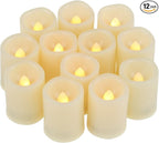 CANDLE CHOICE Battery Operated Flameless Votive Candles with Auto Timer Realistic Flickering Fake Tall Electric LED Tea Lights Set Wedding Halloween Christmas Decorations Batteries Included 12 PCS