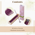 Hasegawa Hyakurakuko Premium Japanese Sandalwood Incense - Long Type, 40 Sticks with Aluminum Holder, 20-30 Min Burn Time, Made in Japan 線香 百楽香 (Lotus)