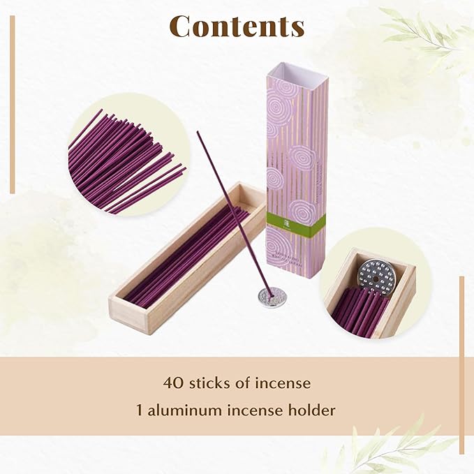 Hasegawa Hyakurakuko Premium Japanese Sandalwood Incense - Long Type, 40 Sticks with Aluminum Holder, 20-30 Min Burn Time, Made in Japan 線香 百楽香 (Lotus)