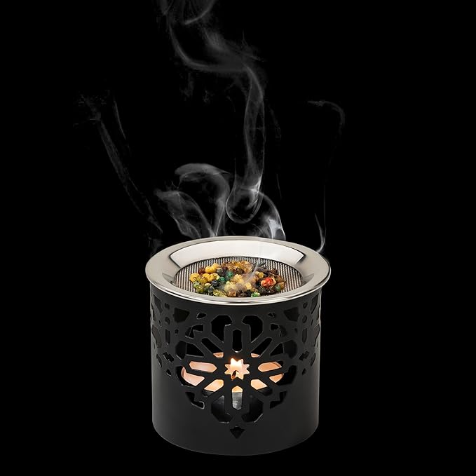 Frankincense Incense Burner with Tealight – Durable Black Iron, Height 2.36 Inches – HANDCRAFTET Aromatic Censer for Safe Burning and Elegant Home Décor