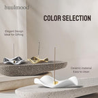 6.7 "Ceramic Incense Burner for Incense/Coil,Wavy Base with Brass -Incense Holder for Sticks,with Ash Catching Bowl for Meditation Yoga and Home Decoration (White)