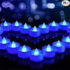 BEICHI Flameless Candles, 24Pack Battery Operated Candle, LED Tea Lights Candles Battery Operated, Flickering Fake Tealights Candles for Halloween, Christmas, Wedding- Blue