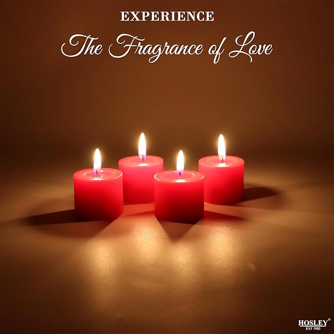 Hosley Set of 72 Unscented Red Votive Candles – Bulk Pack, Clean-Burning, Long-Lasting 10-12 Hour Burn Time – Ideal for Weddings, Home Décor, Spa, and Events