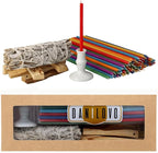Danilovo Smudging Kit – 5 Palo Santo Sticks, 1 White Sage Smudge Stick, 50 Chakra Colors Beeswax Taper Candles & Ceramic Candle Holder Set for Meditation, Cleansing, and Spiritual Practices