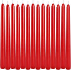 24 Pack Red Taper Candles, 7-8 Hours Burn Time, Unscented, Smokeless and Dripless, 0.75 x 10 Inch Dinner Candle Set for Christmas,Household, Wedding, Party and Home Décor Candlesticks