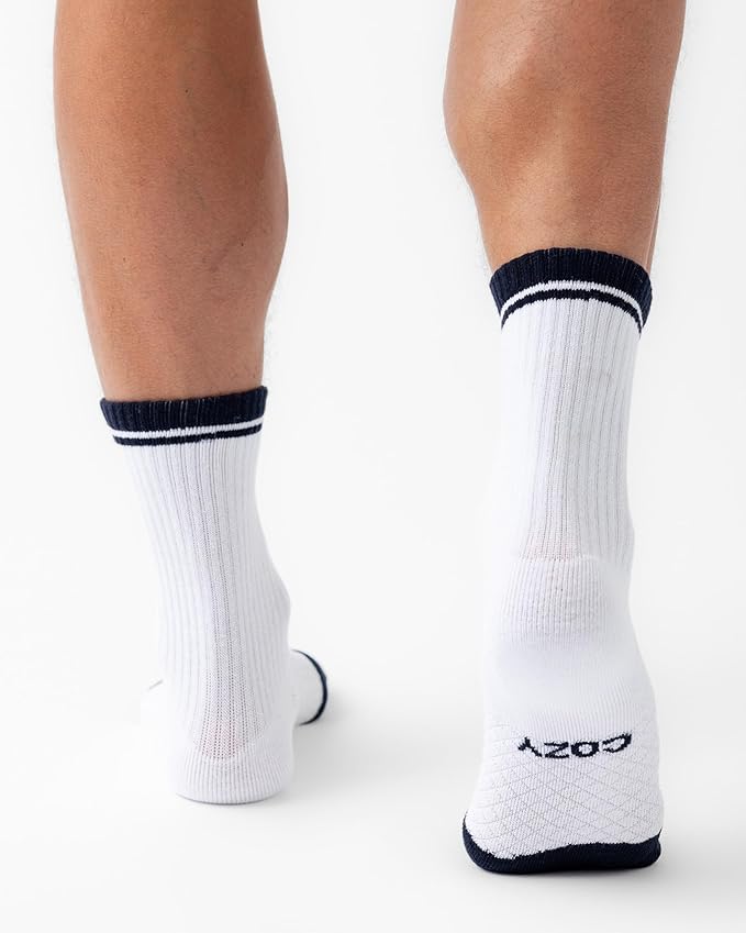 Cozy Earth Essential Calf Socks for Women and Men – Soft Mercerized Cotton Crew Socks 2-Pack Set – Heel & Arch Support