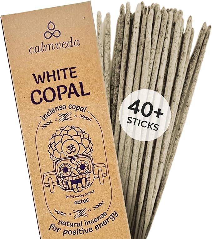 White Copal Incense Sticks Mexico - (40+ Sticks) Thick, Natural Resin Incense & Clean Charcoal Free Made from Upcycled Flowers | Sweet Smelling Spiritual Incense for Purification (Incienso De Copal)…