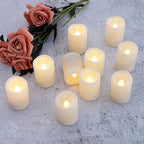 Eldnacele Flameless Flickering Votive Battery Operated Tealight Candles with Remote Control, Warm White Light Realistic Outdoor LED Candles Bulk Set of 6 for Parties Decoration(Batteries Included)