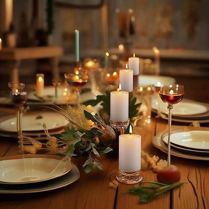 Housecret 25 Pack 2" D x 3" H (20 Hour Burn Time) White Unscented Pillar Votive Candles, Hand Poured Wax Candle Ideal Gifts for Weddings Birthdays Christmas Holidays Party