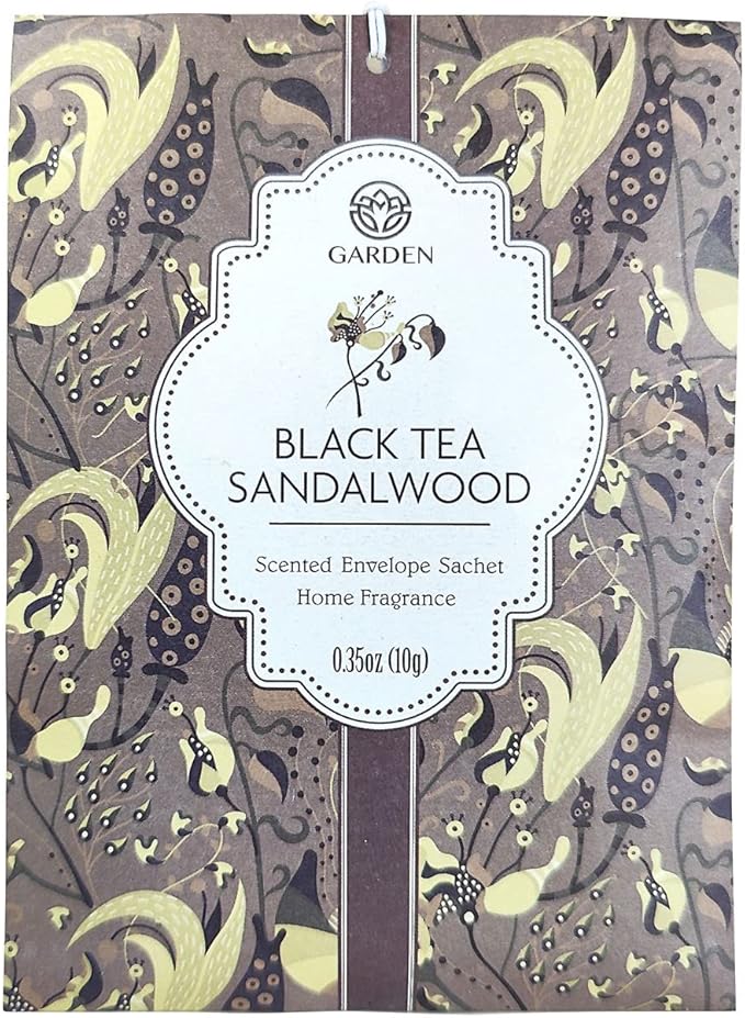Black Tea & Sandalwood Scented Sachets - 12 Pack, Long-Lasting Home Fragrance Sachet Bags, Large Fresh-Scented Packets, Sachets for Drawers and Closets