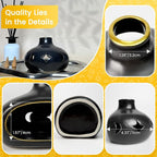 Ceramic Incense Holder Set-Handcrafted Palo Santo&Sage Cone Burner with Holes, Smudge Bowl for Meditation&Yoga-Palo Santo Holder with Brush&Tweezer-Home Decor for Relaxation, Black