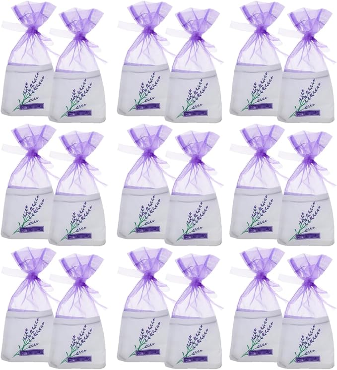 DOITOOL Lavender Sachet Bags 25 Pack Lavender Sachet Bags Empty Pouches for Buds Rose Organza Gauze (Light Purple)