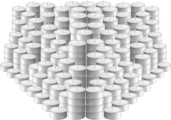 L'ner Tea Lights Candles - Pack of 300 White Unscented Candle Lights with 3.5 Hour Burning Time - Tea Candles for Wedding, Home, Parties, and Special Occasions