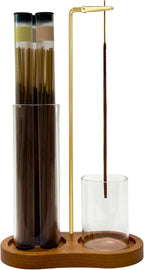 Glass Incense Holder, Incense Sticks Burner Holder with Storage,Hang Upside Down Incense Holder for Sticks with Glass Ash Catcher for Meditation Yoga Spa Room Decor (Retro Color)