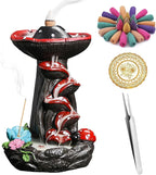 Mushroom Backflow Incense Holder, Resin Aromatherapy Decor with Smoke Cascade Effect for Home Relaxation, Meditate Stress Relief Waterfall Incense Burner Fountain with Cones Zen Room Decor