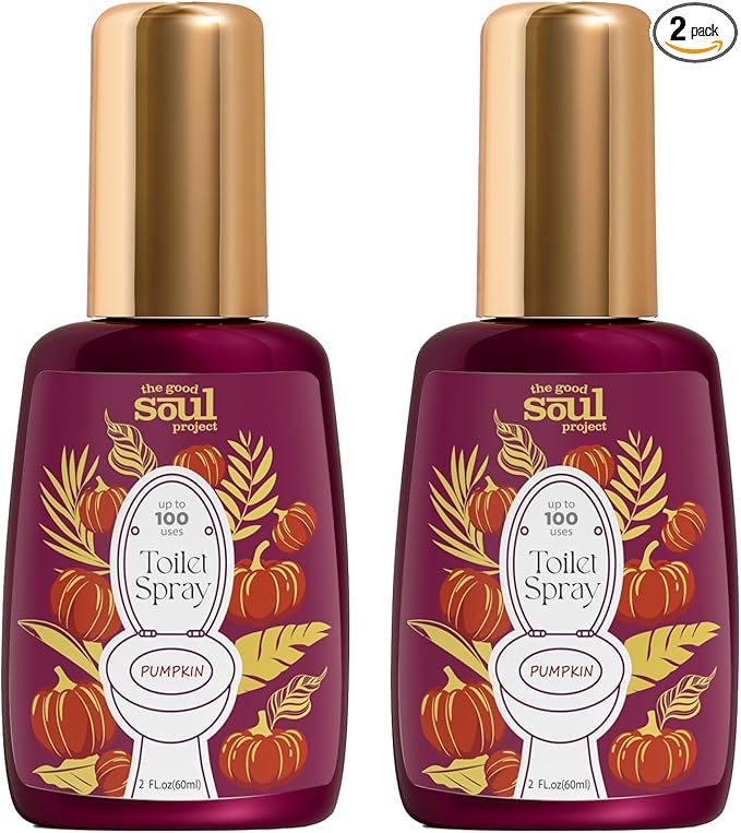 Toilet Spray, Pumpkin Scent, Travel Essentials, 4 Fl.Oz, Up to 200 Uses, Bathroom Odor Eliminator - Pumpkin, Smoked Vanilla & Cinnamon