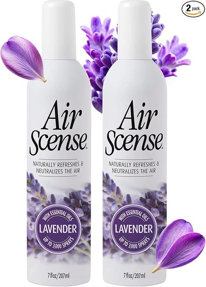 Air Scense Air Freshener Deodorizer Room Spray for Bathroom & Home, Essential Oils, Natural Lavender- 7 fl oz (2-Pack)