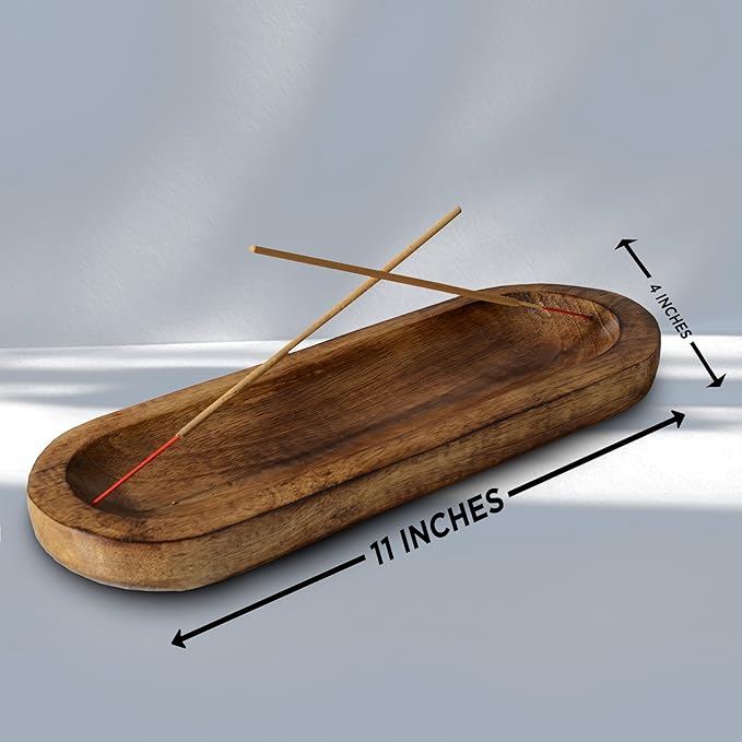 Incense Holder-Incense Burner/Ash Catcher-Handmade Wooden Insence Tray Home Decor 11x4x1.2 Inches