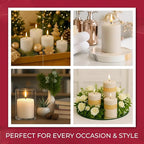 Biedermann & Sons Dripless Unscented Pillar Candles, 45-Hour Burn Time, Champagne, 3 x 4 Inch - Set of 6