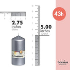 BOLSIUS 8 Silver Pillar Candles Metallic - 2.75 x 5 Inches - Premium European Quality - Individually Wrapped - 43 Hours Burn Time - Dripless & Smokeless - Unscented Dinner, Wedding & Decor Candles