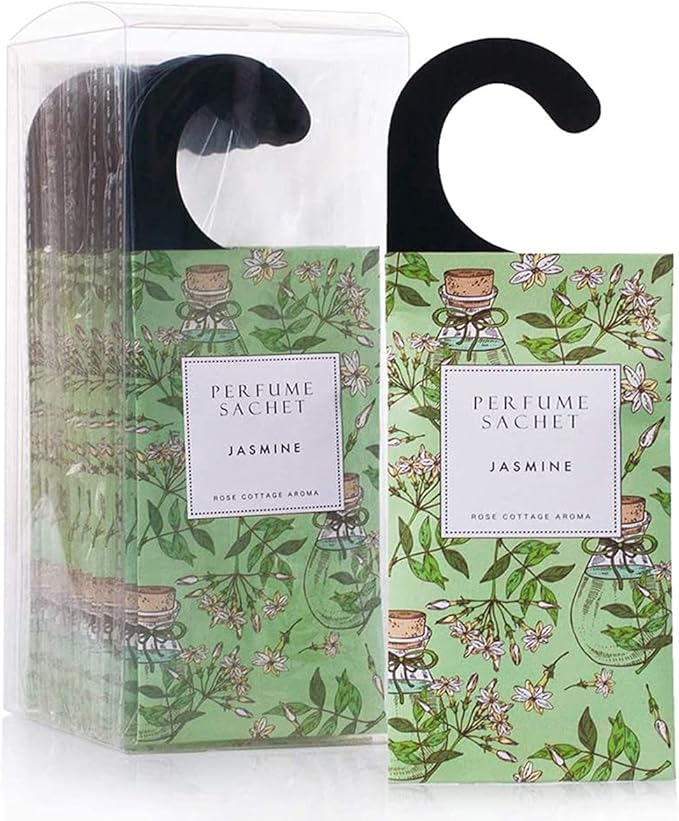 Large 12 Packs Jasmine Hanging Closet Deodorizer Air Freshener Long Lasting Scented Sachets Smell Goods for House