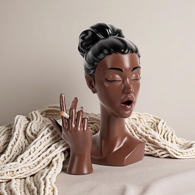 Elegant Head Incense Black Woman Burner, Modern Design, Stylish Incense Holder Black Women, Sophisticated Home Decor, Desk Accessory (New)