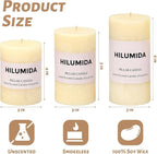Ivory Pillar Candles Set of 3 - Hand-Poured Unscented Candles,Smokeless Dripless Candles for Dinner Table and Home, Set of 3 in Different Sizes (3"x4", 3"x5", 3"x6")