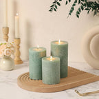 Sage Green Pillar Candles Set of 3 - Hand-Poured Unscented Candles,Smokeless Dripless Candles for Dinner Table and Home, Set of 3 in Different Sizes (3"x4", 3"x5", 3"x6")