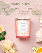 M&SENSE Jasmine Rose Candle, Wooden Wick Heavy Scented Candle, 100 Hours Long Burning No Toxin Natural Soy Wax 18oz, Stress Relief Romance Relax Home Fragrance,Housewarming Gifts for Her Him