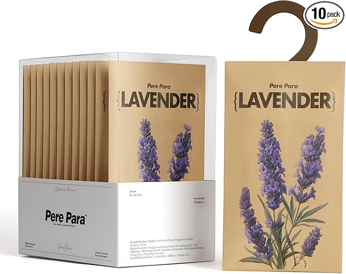Potpourris Lavender Scented Hanging Paper Sachets - 12 Pack for Closet & Home | Long-Lasting Air Freshener & Odor Eliminator for Drawer, Car, Bathroom | Ideal Gift Idea