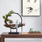 Backflow Incense Holder with LED Light and Pines, Ceramic Lady Chinese Style Backflow Incense Burner Perfect for Relaxing or Home Decor